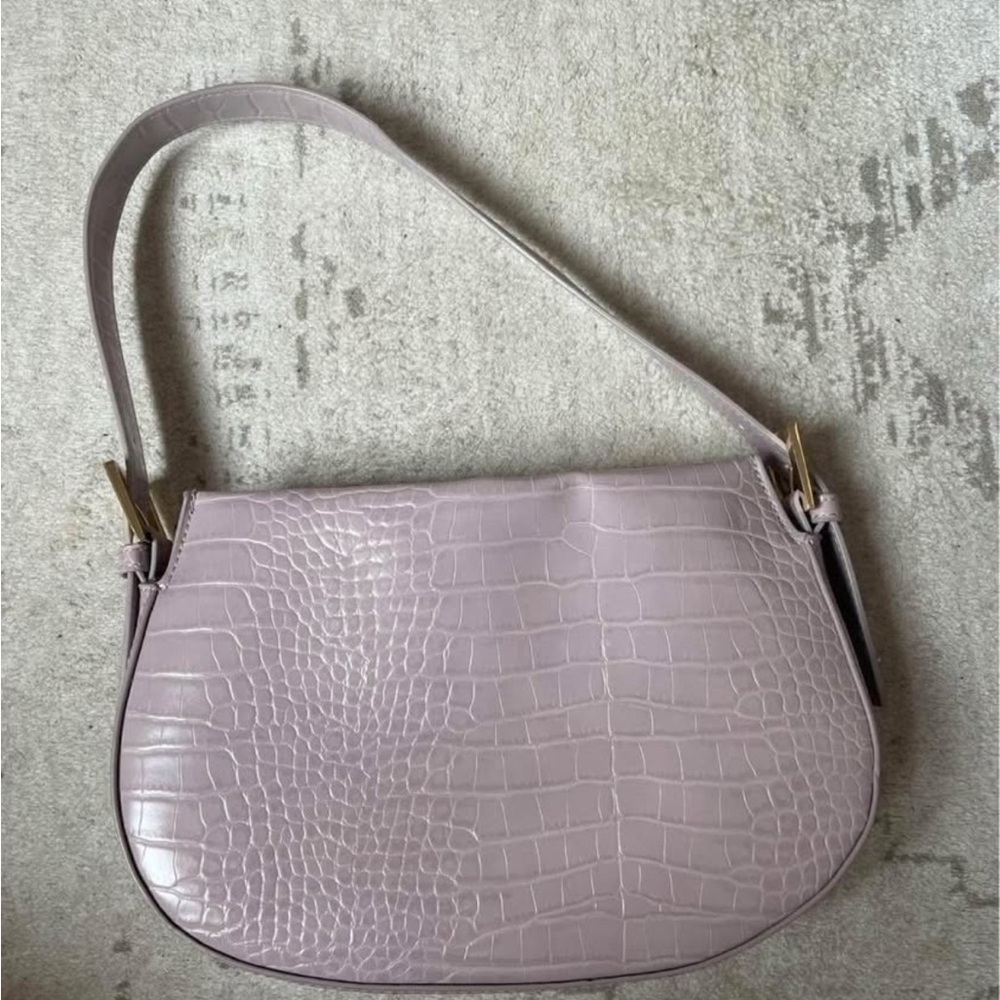 Lavender Croc-Embossed Shoulder Bag